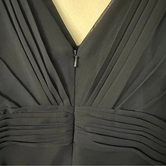 Jenny Packham 3/4 Sleeve Navy Blue Chiffon V-Neck Floor Length Gown Size 8 NWT - Picture 10 of 14